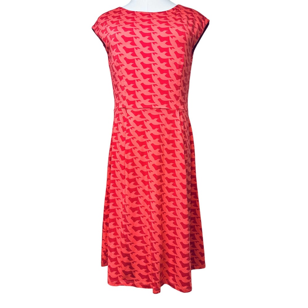 Boden Red Coral Houndstooth Dress - Picture 10 of 13